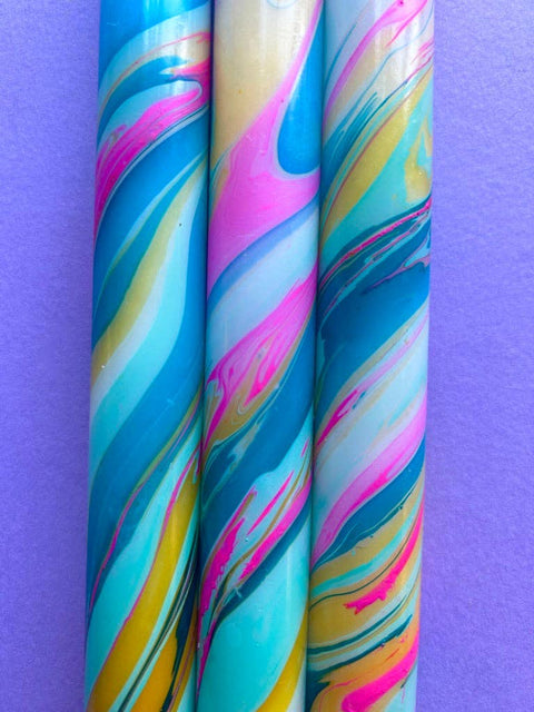 PAINTED - Marbled Dinner Candle Trio - Sprouts of Bristol