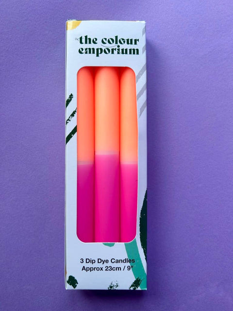 PEACH MELBA Dip Dye Dinner Candles Trio - Sprouts of Bristol