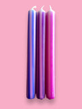 PURPLE PINSTRIPES Dip Dye Dinner Candles Trio - Sprouts of Bristol