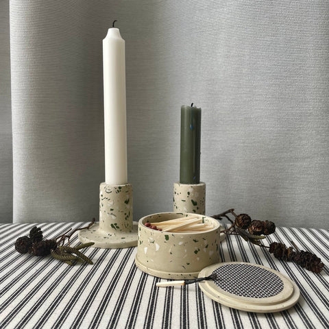 Putty Terrazzo Jesmonite Candle Stick Holder - Sprouts of Bristol