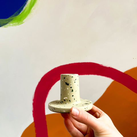 Putty Terrazzo Jesmonite Candle Stick Holder - Sprouts of Bristol