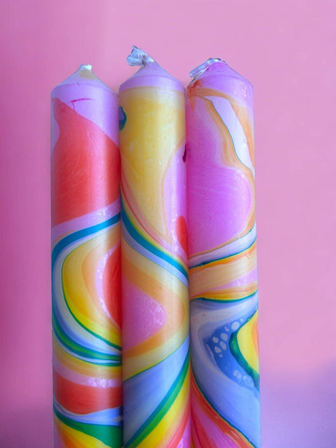RADIANT HORIZON- Marbled Dinner Candle Trio - Sprouts of Bristol