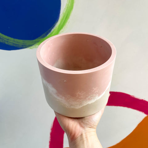 Rose Pink and Putty Jesmonite Pot - Sprouts of Bristol