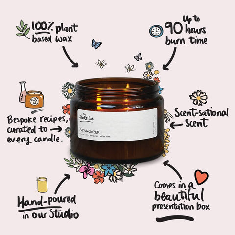 Stargazer Natural-Wax Candle | Sheer Lily. Bergamot. White Rose. - Sprouts of Bristol