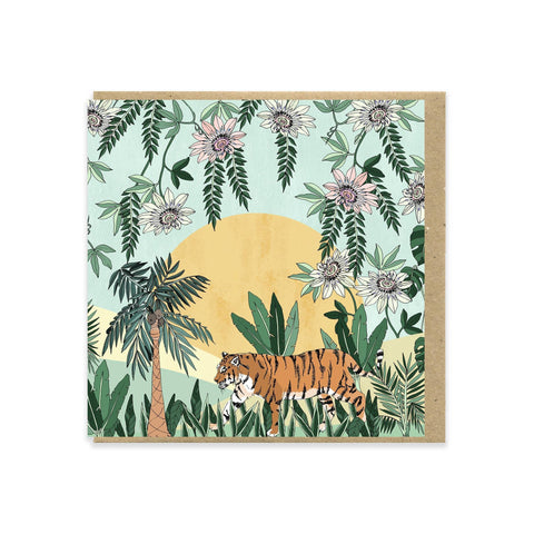Sunshine Tiger Greeting Card by Hannah Grace OC Illustration - Sprouts of Bristol