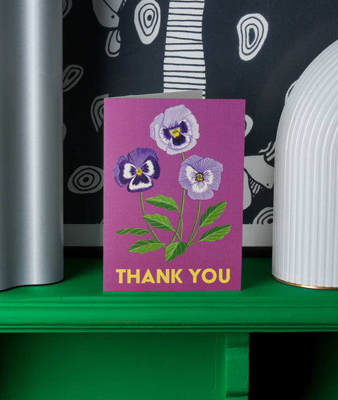 Thank You Pansy Greetings Card - Sprouts of Bristol