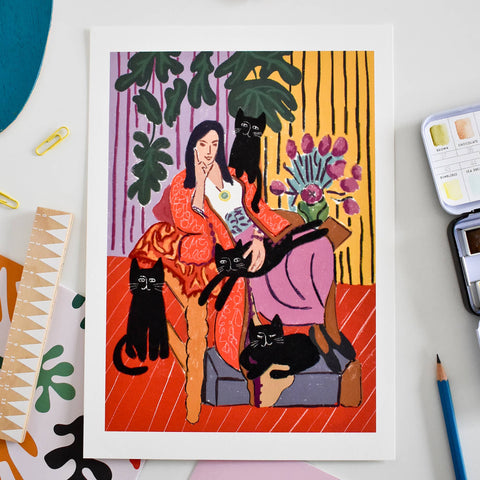 The Cat Lady Art Print - Sprouts of Bristol
