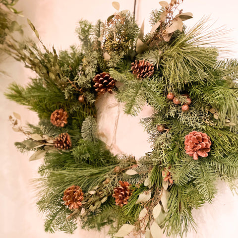 The 'Eggnog' Fresh Foliage Christmas Wreath - Sprouts of Bristol