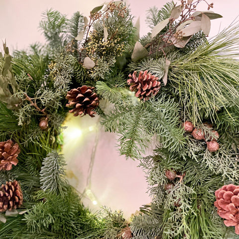 The 'Eggnog' Fresh Foliage Christmas Wreath - Sprouts of Bristol