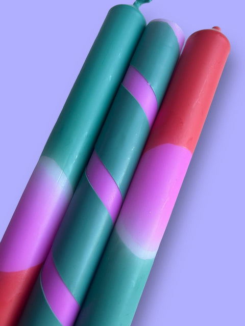 TROPICAL FIESTA Dip Dye Dinner Candle Trio - Sprouts of Bristol