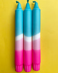 Turquoise Flamingo - Dip Dye Dinner Candle Trio - Sprouts of Bristol