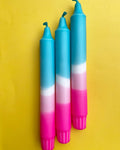 Turquoise Flamingo - Dip Dye Dinner Candle Trio - Sprouts of Bristol
