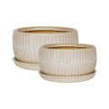 White Round Reactive Glaze Bonsai Planter - Sprouts of Bristol
