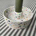 White Terrazzo Jesmonite Candle Basin Holder - Sprouts of Bristol
