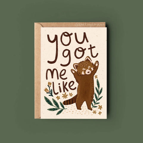 'You Got Me Like' Red Panda Greetings Card - Sprouts of Bristol